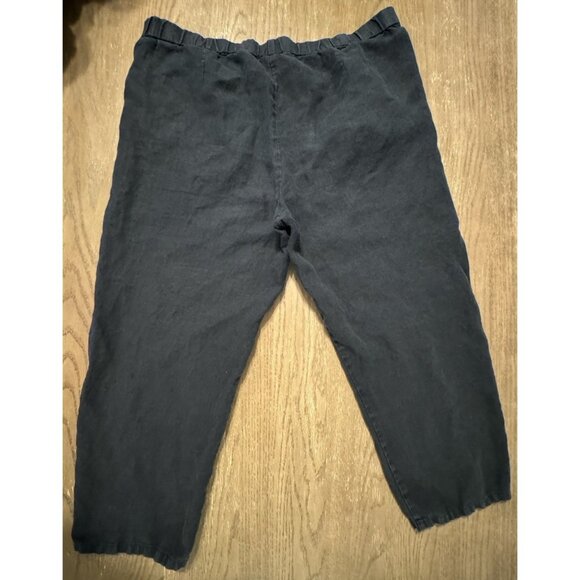 J Jill Love Linen Ankle Crop Pants Size Large TALL Black Elastic Waist Pockets - Picture 11 of 11